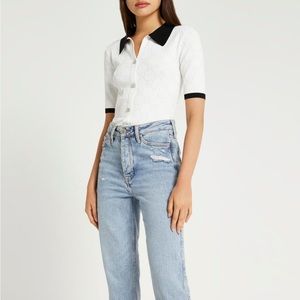 River Island Knit Button-up Polo shirt size 6